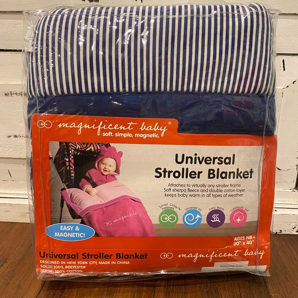 Universal stroller blanket. Easy and magnetic. Navy Blue. New.